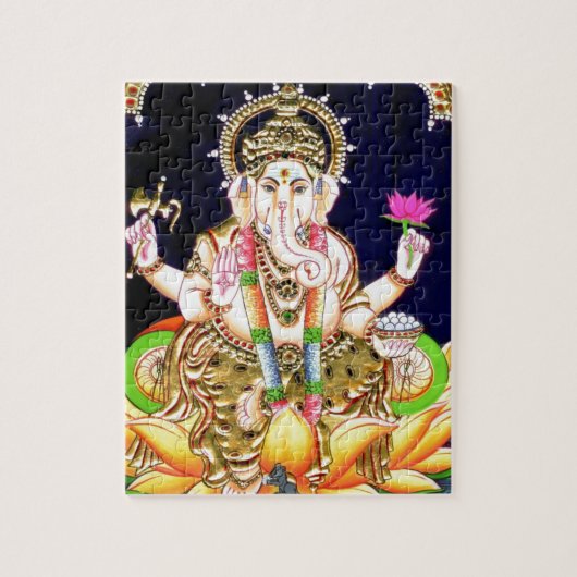 LOTUS GANESHA TANJORE PAINTING LEGPUZZEL (Verticaal)