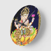 LOTUS GANESHA TANJORE PAINTING RONDE KLOK (Hoek)