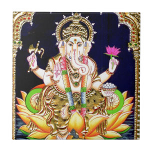 LOTUS GANESHA TANJORE PAINTING TEGELTJE