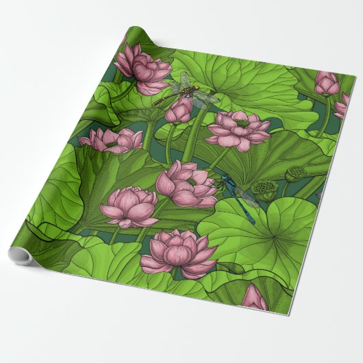 Lotus garden cadeaupapier (Uitgerold)