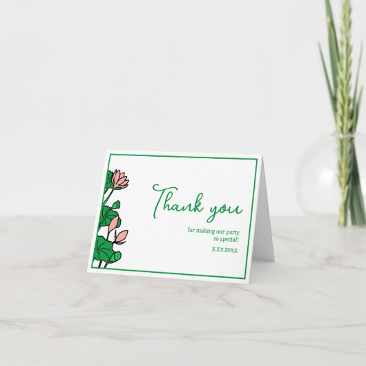 Lotus Garden Gepersonaliseerde partij Dank u kaart (Voorkant)