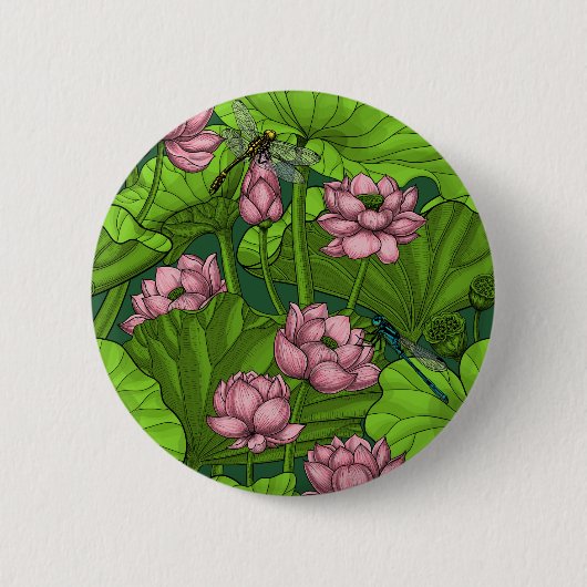 Lotus garden ronde button 5,7 cm (Voorkant)