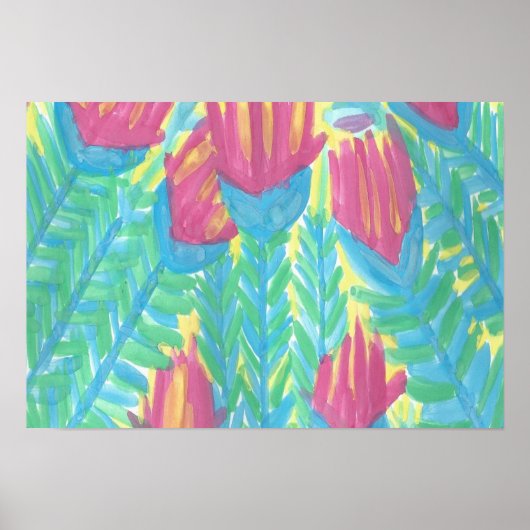 Lotus Garden Waterverf Art Print (Voorkant)