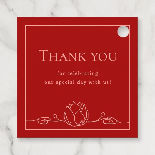 Lotus gepersonaliseerde bruiloft gunst Labels (Achterkant)