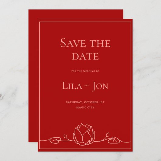 Lotus Gepersonaliseerde bruiloft Save the Date Kaa (Voorkant / Achterkant)