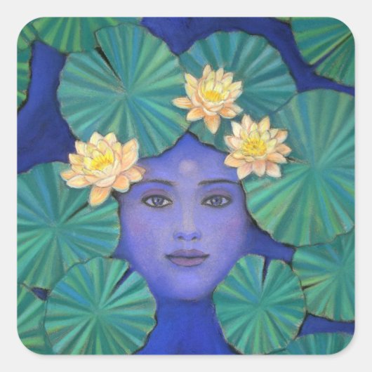 Lotus Goddess Vierkante Sticker (Voorkant)