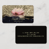 Lotus Gold Black Glitter Elegant Visitekaartje (Voorkant / Achterkant)