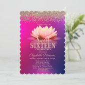 Lotus Gold Confetti Diamond Ombre Sweet 16 Kaart (Staand voorkant)