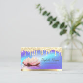 Lotus Gold Drips, holografische Yoga Instructor Visitekaartje (Staand voorkant)