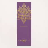 Lotus Gold Mandala Monogram Elegant Paarse Yogamat (Voorkant)