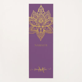 Lotus Gold Mandala Monogram Elegant Paarse Yogamat