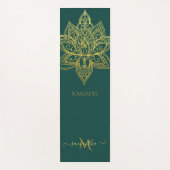 Lotus Gold Mandala Monogram Elegant Smaragd Yogamat (Voorkant)