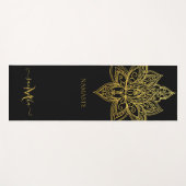 Lotus Gold Mandala Monogram Elegant Zwart Yogamat (Voorkant (horizontaal))