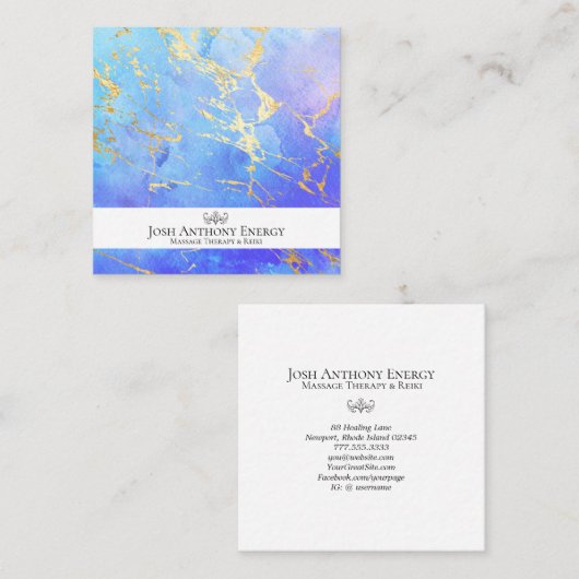 *~* Lotus Gold Pastel Nebula Galaxy Universe AP3 Vierkante Visitekaartje (Voorkant / Achterkant)