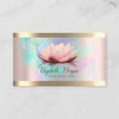 Lotus Gold Stripe Roos Gouden Holografische Inktyo Visitekaartje (Voorkant)