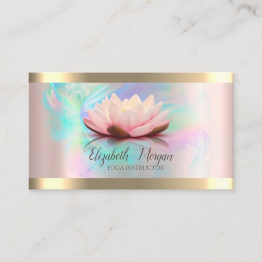 Lotus Gold Stripe Roos Gouden Holografische Inktyo Visitekaartje (Voorkant)