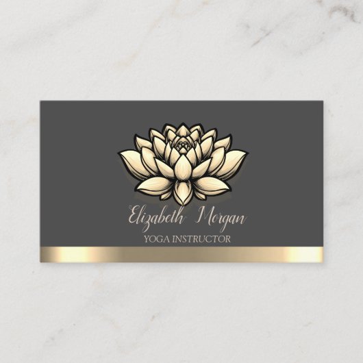 Lotus Gold Stripe Yoga Instructeur Visitekaartje (Voorkant)