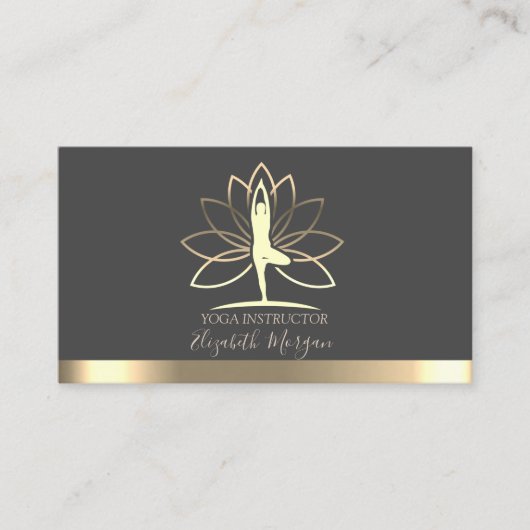 Lotus, Gold Women Silhouette, Yoga Instructor Visitekaartje (Voorkant)