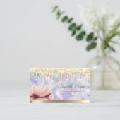 Lotus Gouden Drips, Koele Holografische Yoga Visitekaartje (Staand voorkant)