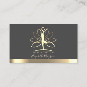 Lotus, Gouden Vrouw Silhouet, Yoga-instructeur Visitekaartje