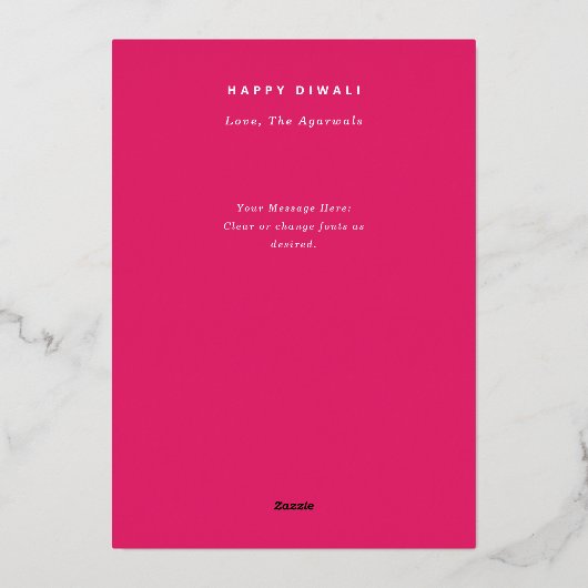 Lotus Happy Diwali Holiday Foto Gold Foil Kaart (Achterkant)