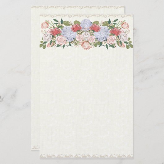 Lotus, Hydrangea en Roos heggensmederij Briefpapier (Voorkant / Achterkant)