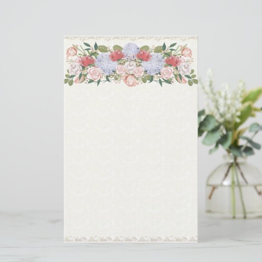 Lotus, Hydrangea en Roos heggensmederij Briefpapier (Staand voorkant)