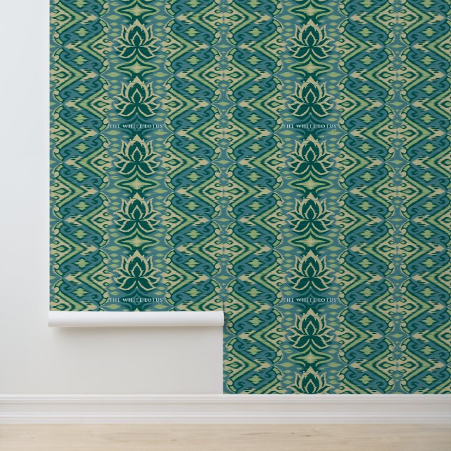 Lotus Ikat patroon - De witte lotus Behang (Applicatie)