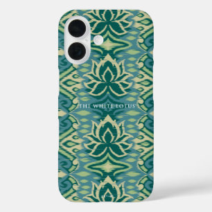 Lotus Ikat patroon - De witte lotus iPhone 16 Hoesje