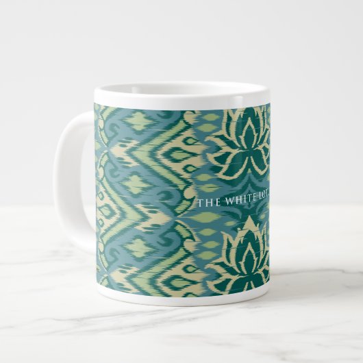 Lotus Ikat patroon - De witte lotus Grote Koffiekop (Links)