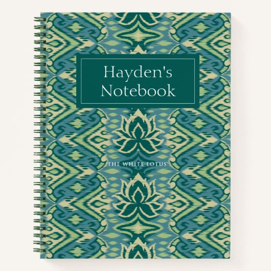 Lotus Ikat patroon - De witte lotus Notitieboek (Voorkant)