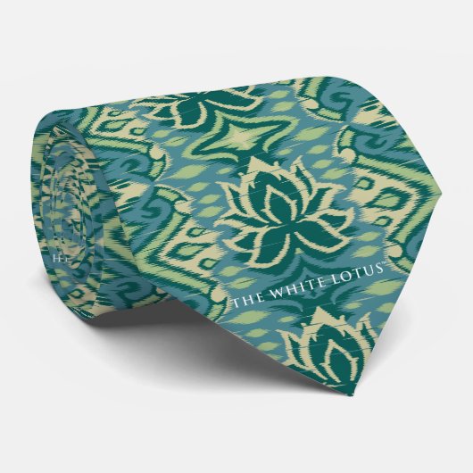 Lotus Ikat patroon - De witte lotus Stropdas (Opgerold)