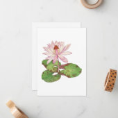 Lotus illustratie,  Japans ukiyo e art Notitiekaartje (Voorkant / Achterkant in situ)