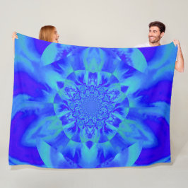 Lotus in Blauw Satijn Fleece Deken