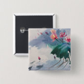 Lotus in de Pond Vierkante Button 5,1 Cm (Voorkant /achterkant)