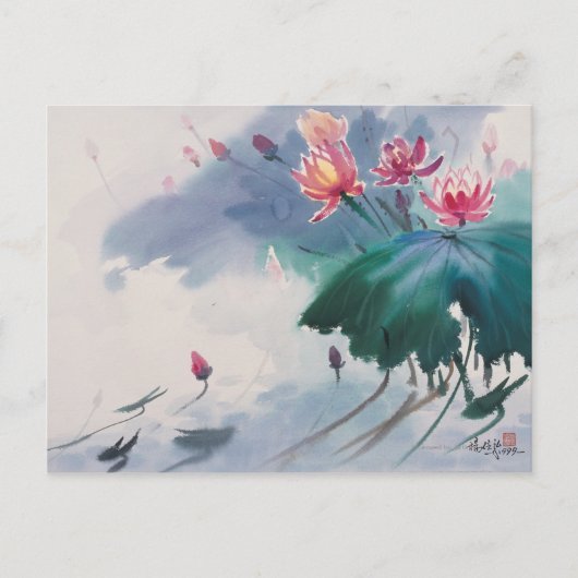 Lotus in de vijver briefkaart (Voorkant)