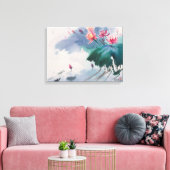 Lotus in de vijver canvas afdruk (Insitu (Woonkamer))