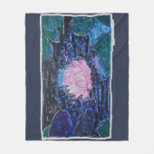 Lotus in Donker Water Fleece Deken (Voorkant)
