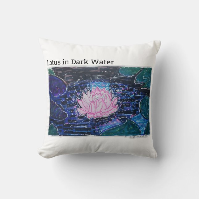 Lotus in Donker Water Kussen (Voorkant)
