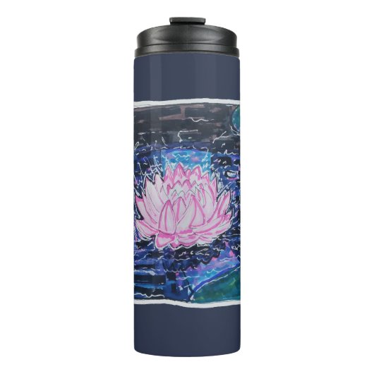 Lotus in Donker Water Thermosbeker (Voorkant)