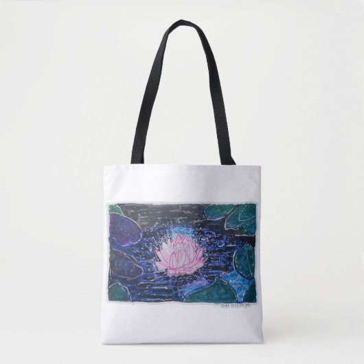 Lotus in Donker Water Tote Bag (Voorkant)