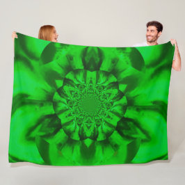 Lotus in Groen Satijn Fleece Deken