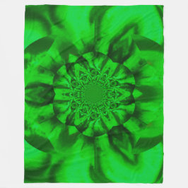 Lotus in Groen Satijn Fleece Deken