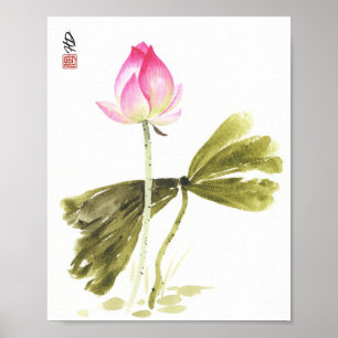 Lotus in stille reflectie poster