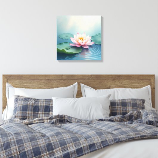 Lotus in stille wateren canvas afdruk (Insitu (Slaapkamer))