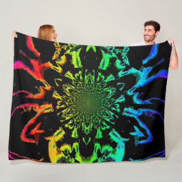 Lotus in zwart en regenboog satijnen fleece deken