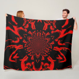 Lotus in zwart en rood satijnen fleece deken