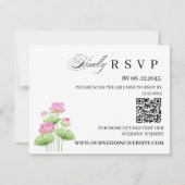 Lotus Indiase Trouw RSVP Kaart met QR Code (Voorkant)