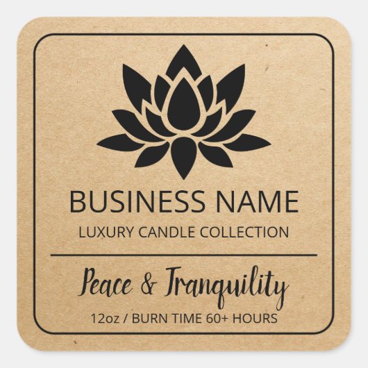 Lotus Kraft Brown Soy Candle Product Labels (Voorkant)