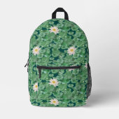 Lotus Lagoon patroon - De witte Lotus Bedrukte Rugzak (Voorkant)